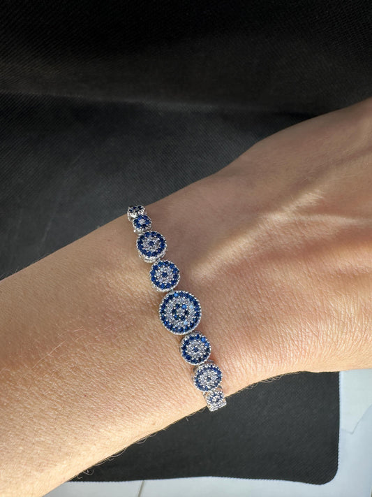 Handmade Evil Eye Bracelet: 925 Sterling Silver Zircon Beaded Charm