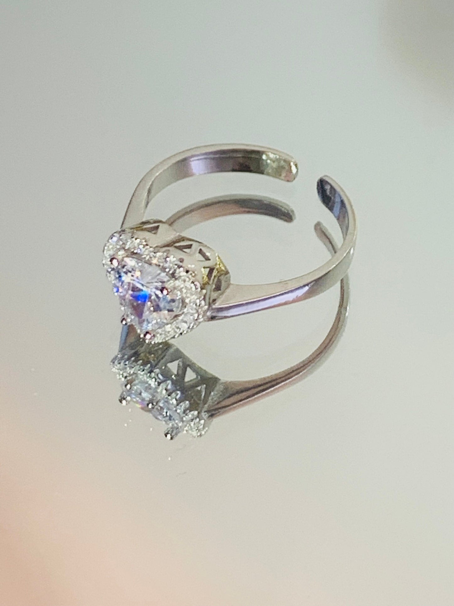 Heart Zircon Ring: 925 Sterling Silver Promise Ring