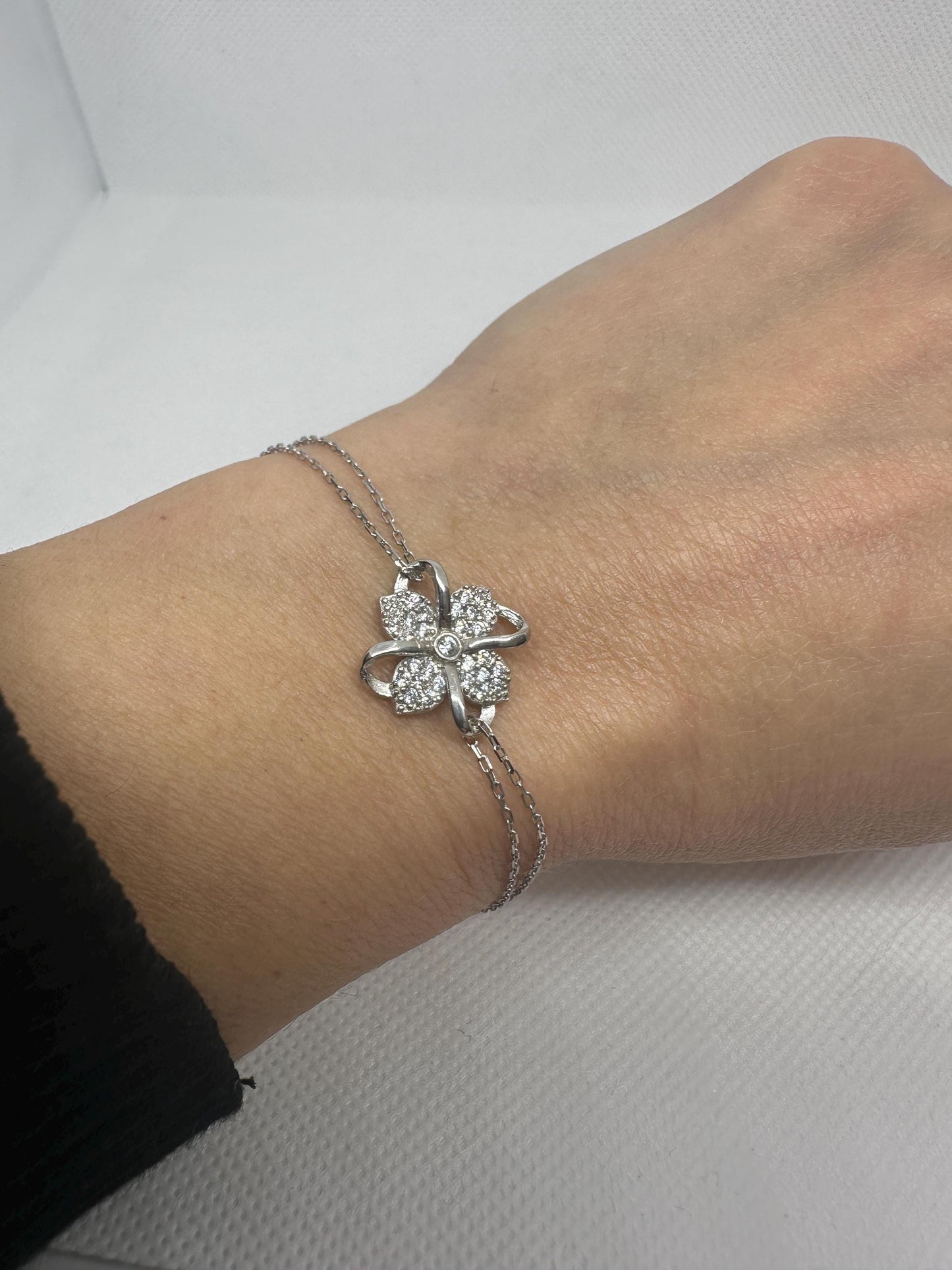 Sterling Silver Clover Bracelet -