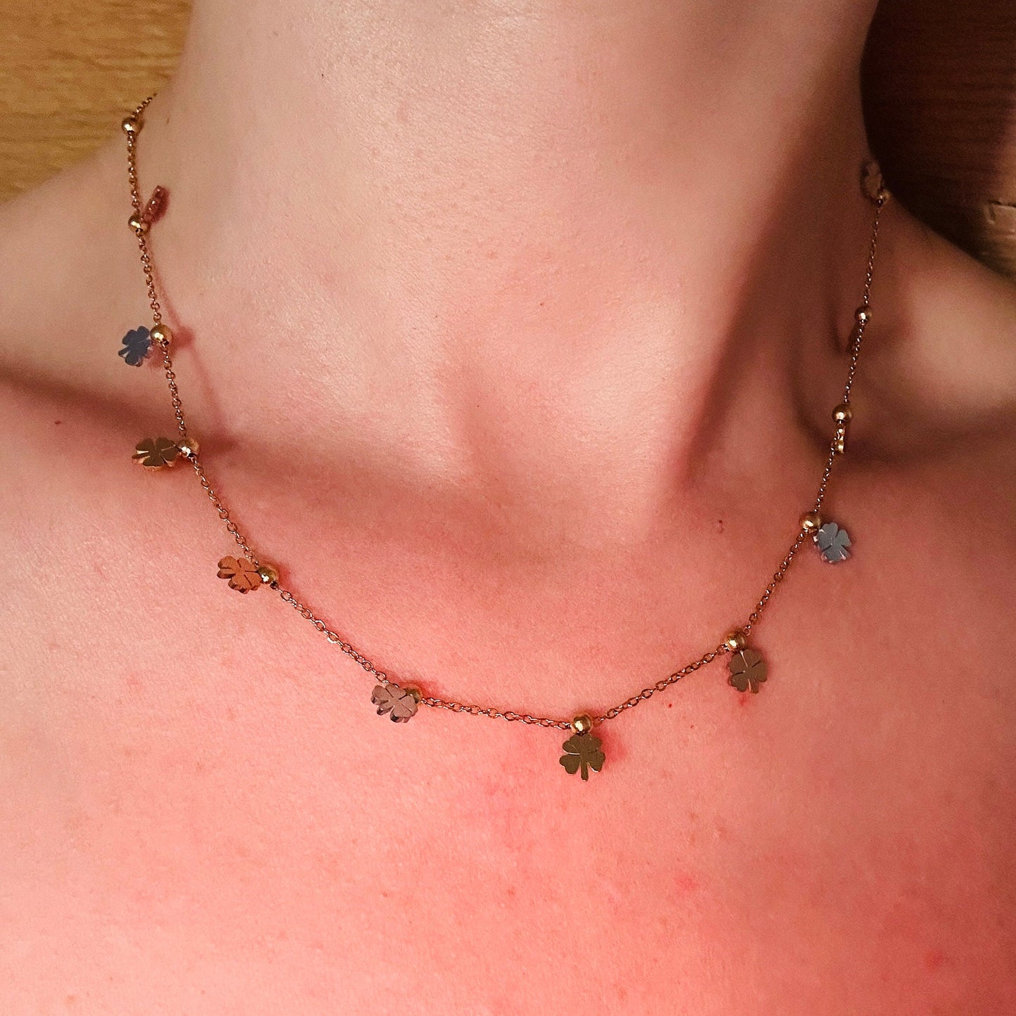 Minimalist Clover Necklace: Gold Stainless Steel