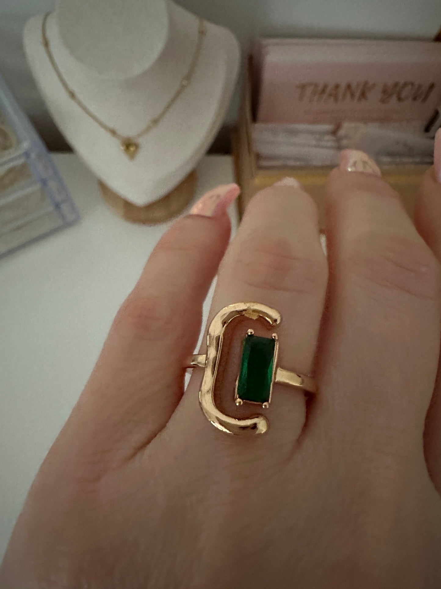 Bold Emerald Gold Ring - Eye-Catching Statement Piece