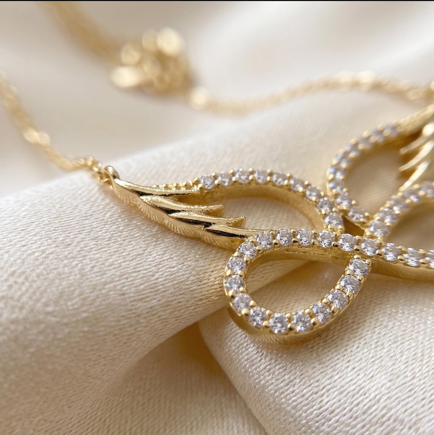 Angel Wing Infinity Necklace – Gold Vermeil on Sterling Silver with Zircon