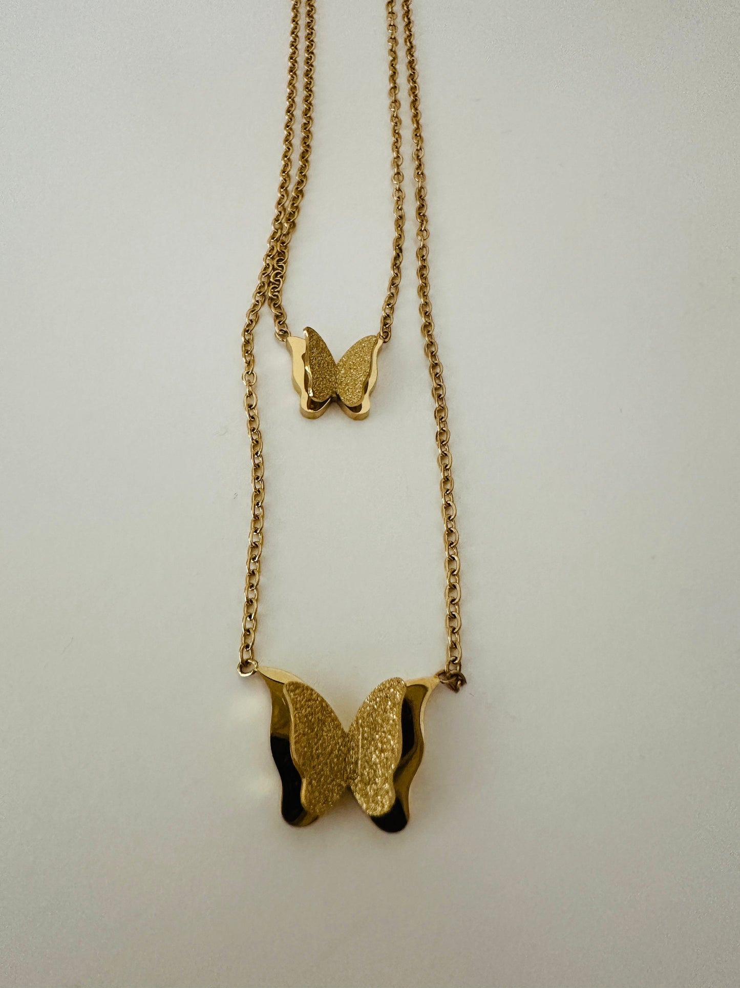 Gold Butterfly Necklace: 18K Steel Pendant, Anti-Tarnish