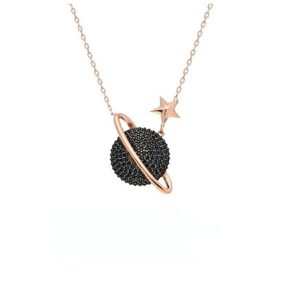 Sterling Silver Saturn Bracelet featuring Black Zircon Planet - Celestial Chic-Exclusive Gift for Her
