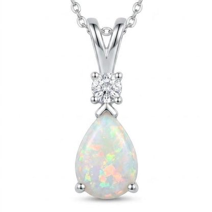 Opal Minimalist Necklace - October Birthstone Pendant - Dainty Jewelry -925 Sterling Silver
