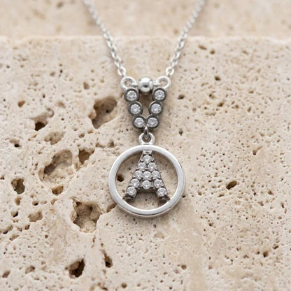 Sterling Silver Initial Necklace: Personalized Zircon Letter Pendant