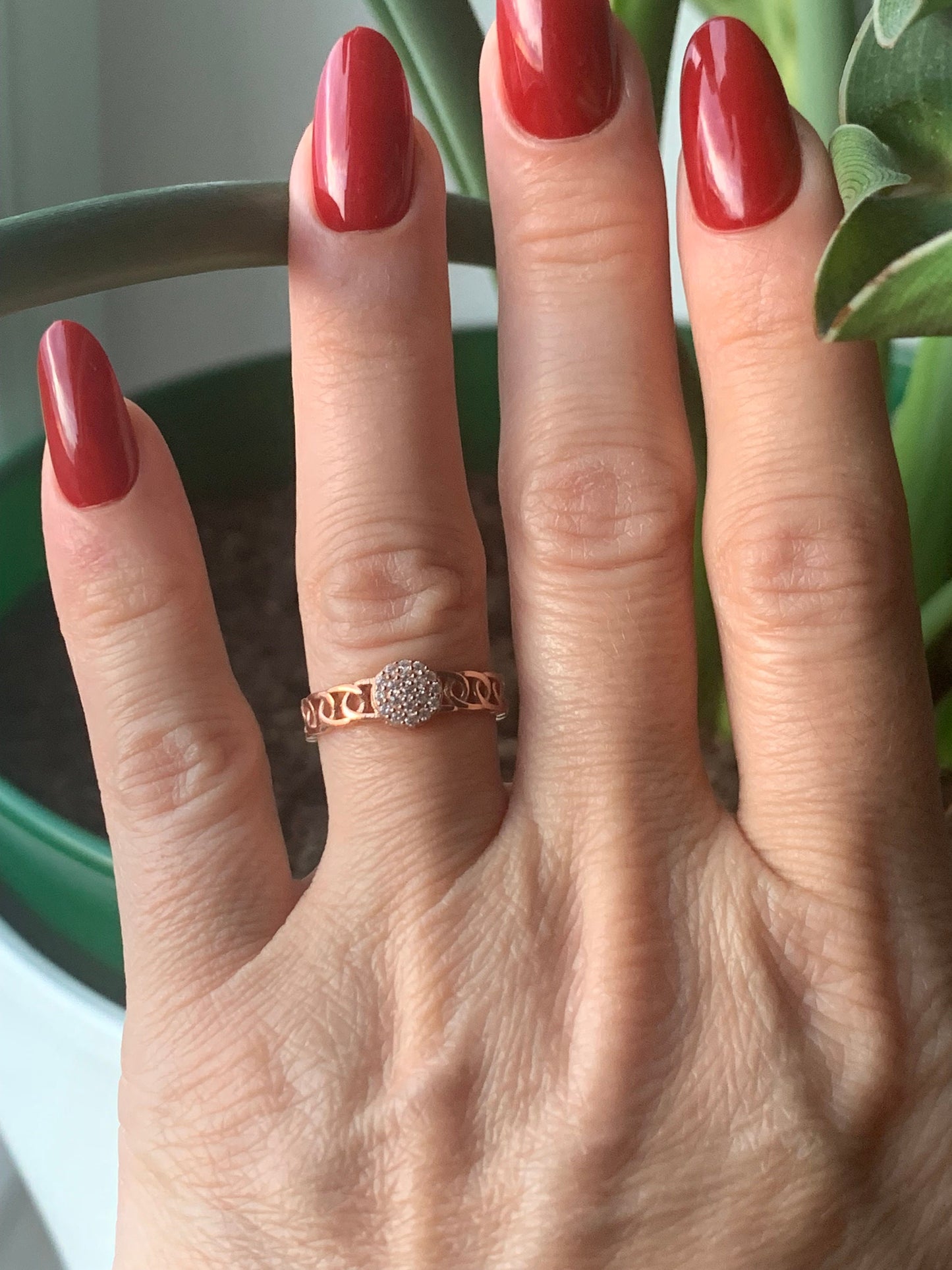 Rose Gold Sterling Silver Adjustable Ring: Boho Gift for Mom
