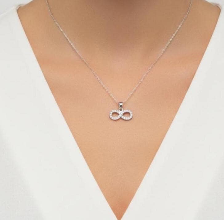 Infinity Zircon Sterling Silver Necklace -