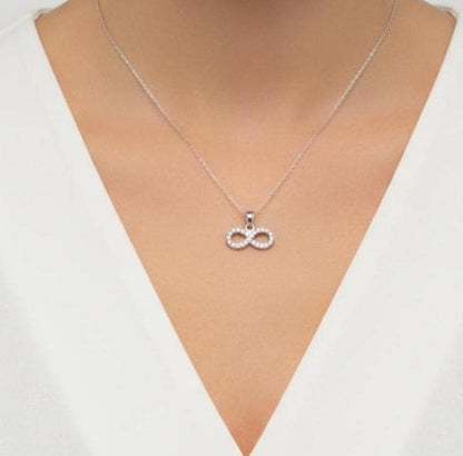 Infinity Zircon Sterling Silver Necklace -