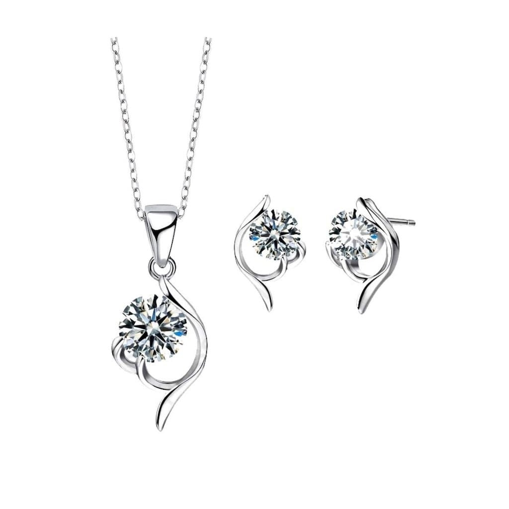 Dainty Floral Necklace Set in Sterling Silver - April Birthstone -Gift For Her