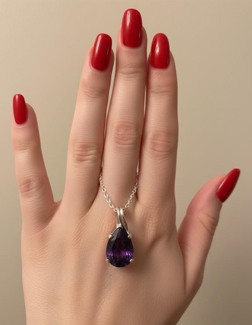 Dainty Amethyst Teardrop Necklace - February Birthstone Pendant