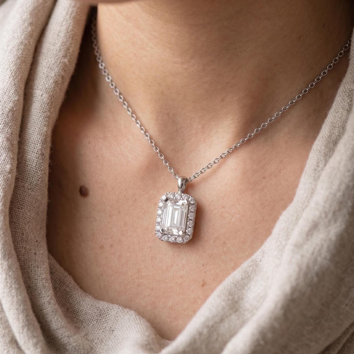 Baguette Zircon Necklace – Dainty 925 Sterling Silver Pendant Jewelry - Gift for Her