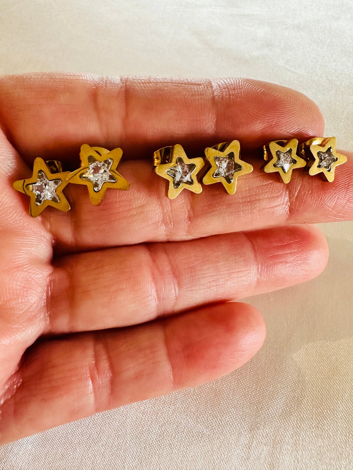Gold Star Stud Earrings: 18K Plated Stainless Steel, Hypoallergenic