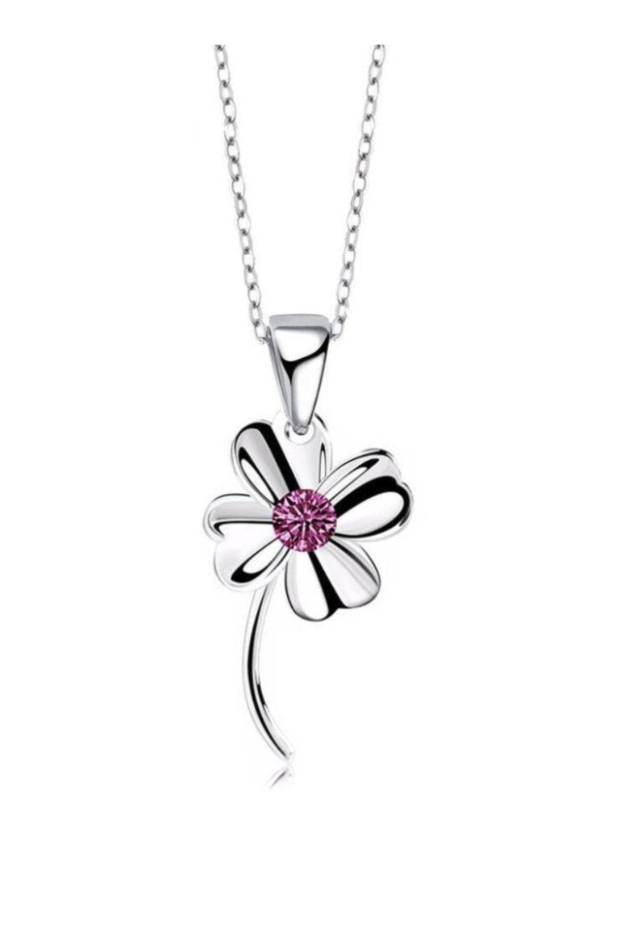 Amethyst Floral Pendant - Sterling Silver Nature Necklace-February Birthstone Jewelry Gift