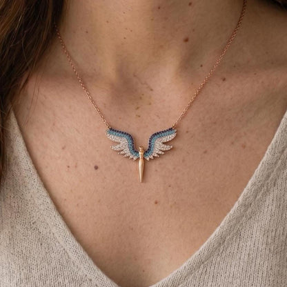 Rose Gold Vermeil Archangel Wings Necklace - Gift For Her