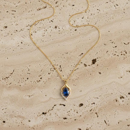 Royal Blue Gold Vermeil Sapphire Pendant -September Birthstone Necklace