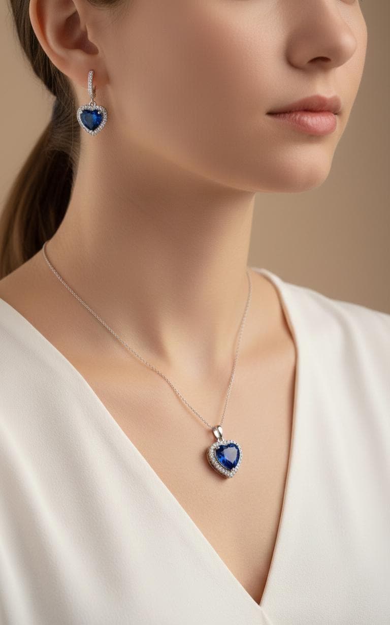 Handcrafted Sapphire Heart Necklace - Symbol of Love and Birthstone Brilliance