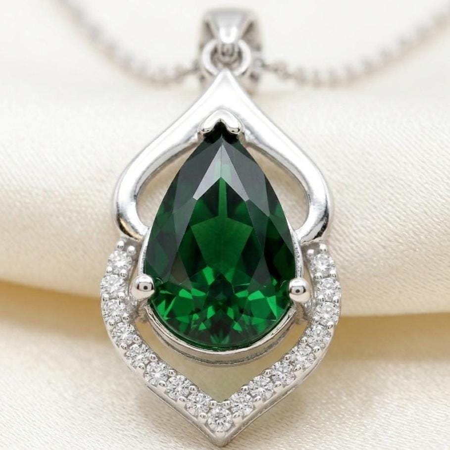 Personalized May Birthstone Emerald Necklace -