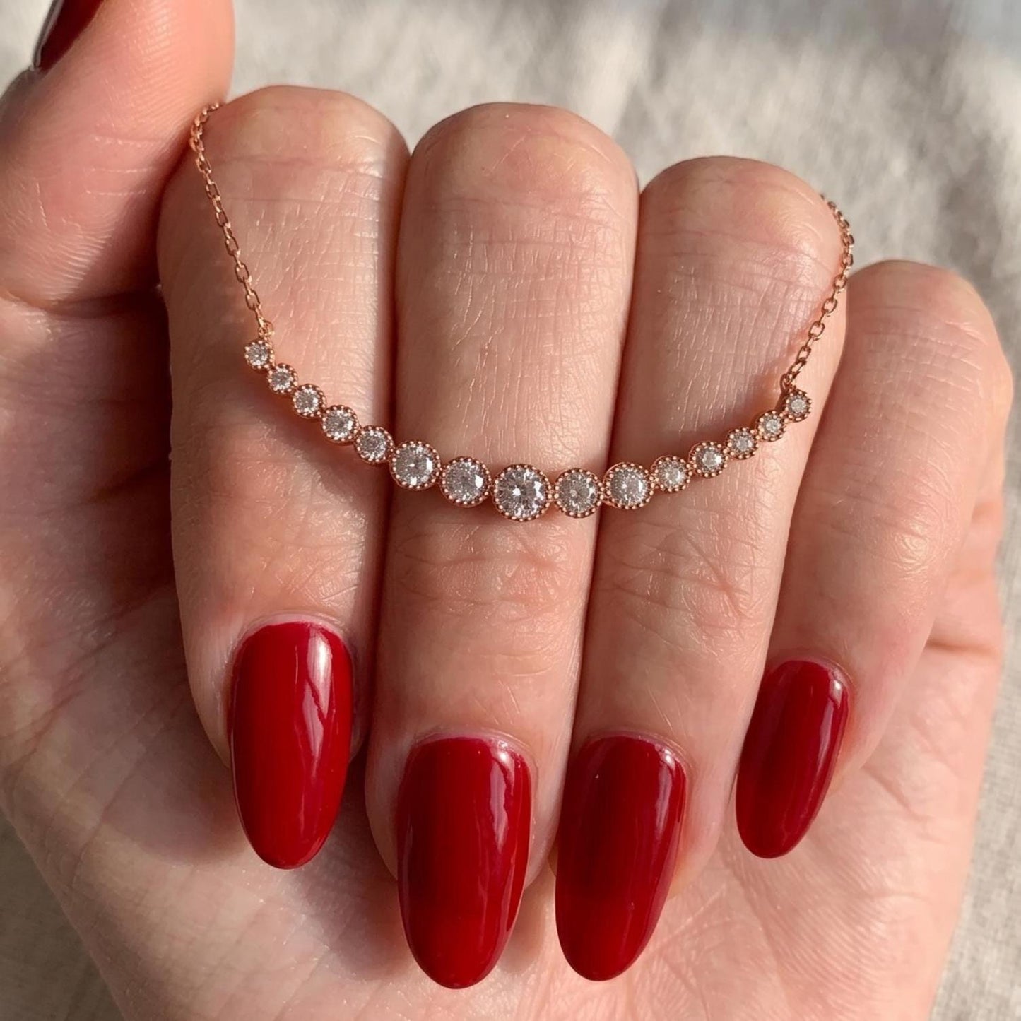 Rose Gold Waterway Necklace - Sterling Silver Zircon Pendant - Gift For Her