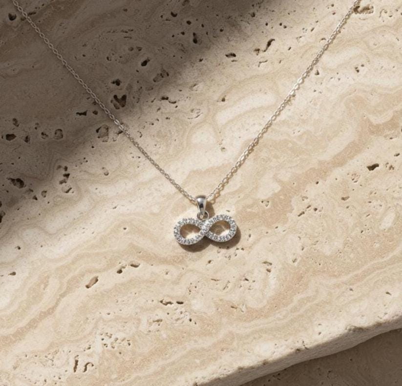 Infinity Zircon Sterling Silver Necklace -