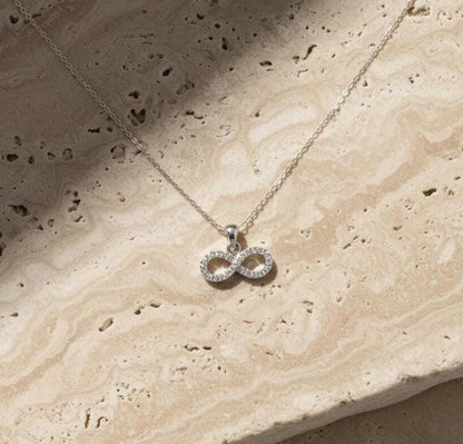 Infinity Zircon Sterling Silver Necklace -
