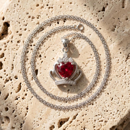 Red Crown Zircon Necklace - Elegant Garnet Birthstone Jewelry