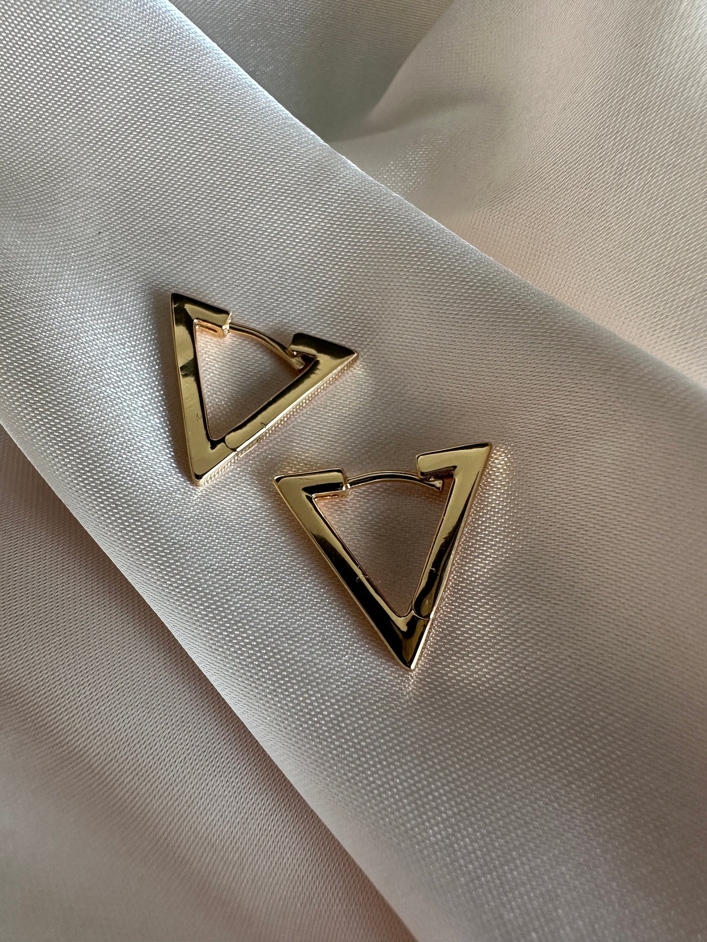 Gold Triangle Earrings - 18ct PVD Plated Brass- Upcycled