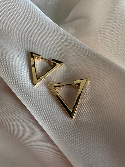 Gold Triangle Earrings - 18ct PVD Plated Brass- Upcycled