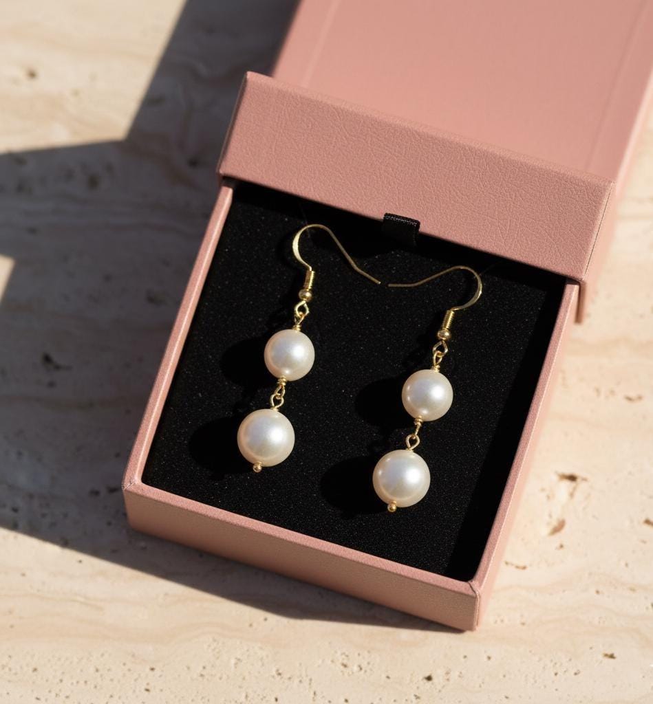 Gold Vermeil White Pearl Dangle Earrings - Elegant Jewelry Gift