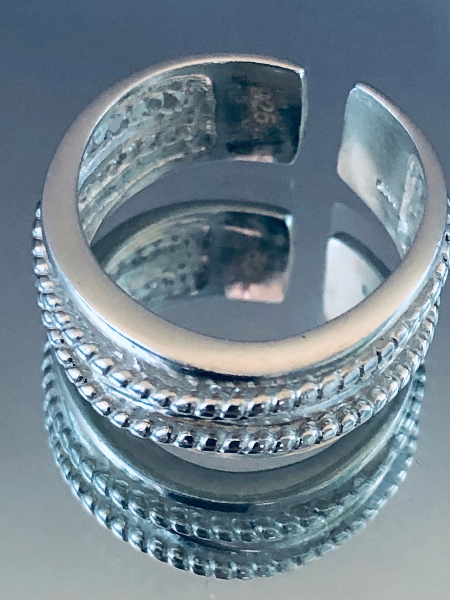 Boho Chunky Sterling Silver Ring: Adjustable Band, Upcycled