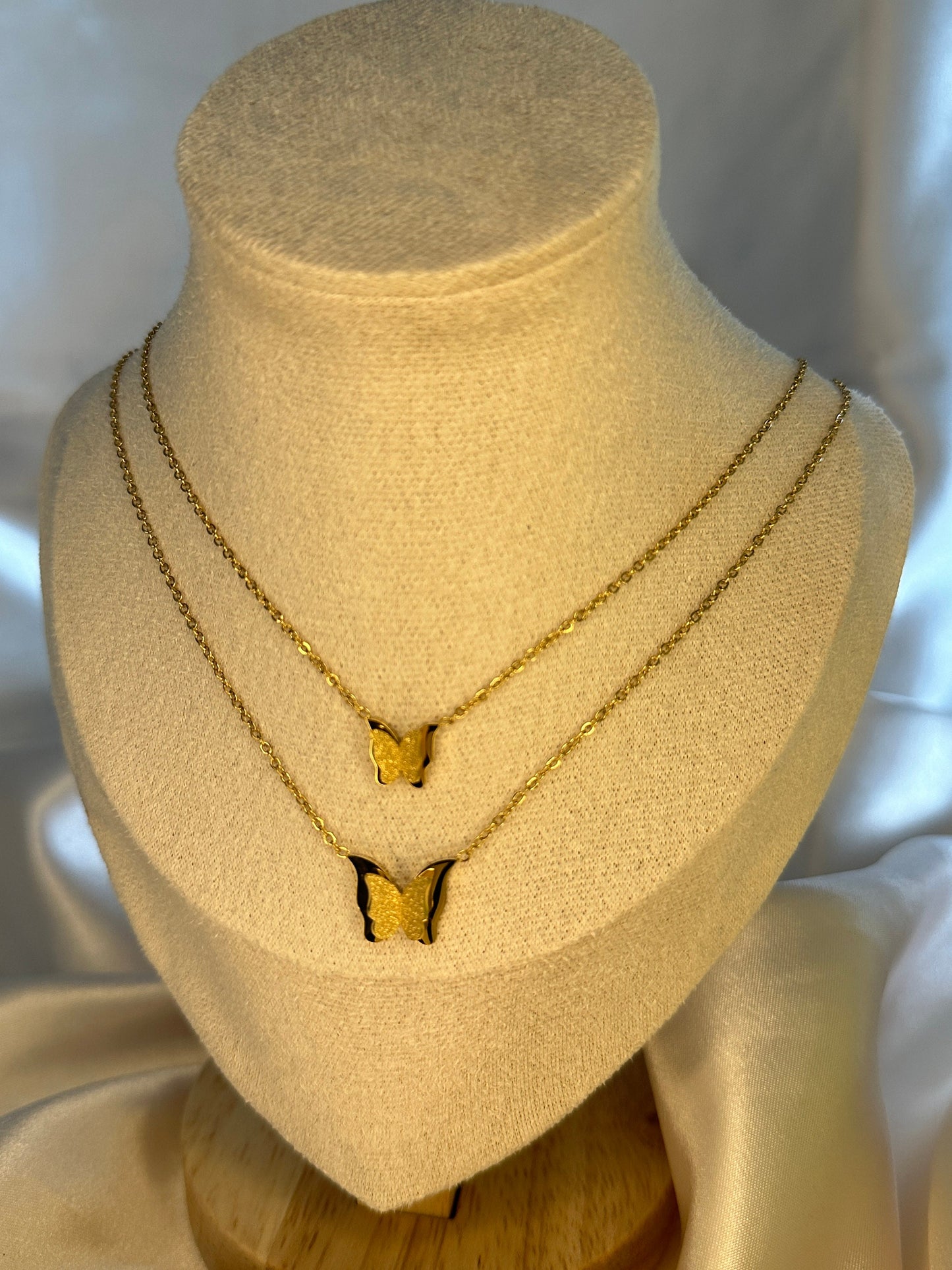 Gold Butterfly Necklace: Double Gilded Pendant