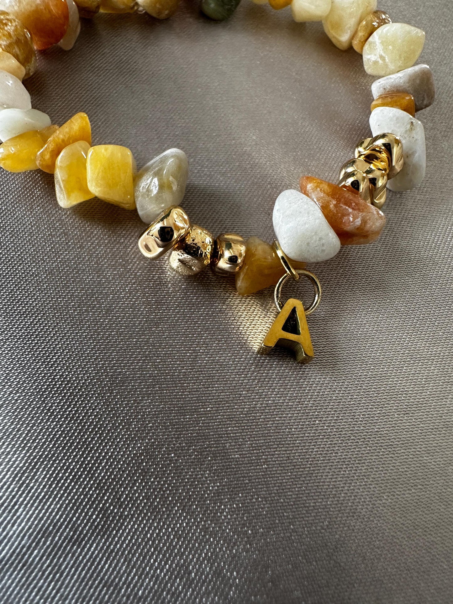 Natural Free Form Hematite and Yellow Aventurine Bracelet – Delicate Handmade Jewelry for Women