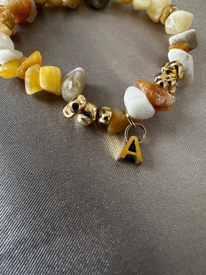 Natural Free Form Hematite and Yellow Aventurine Bracelet – Delicate Handmade Jewelry for Women