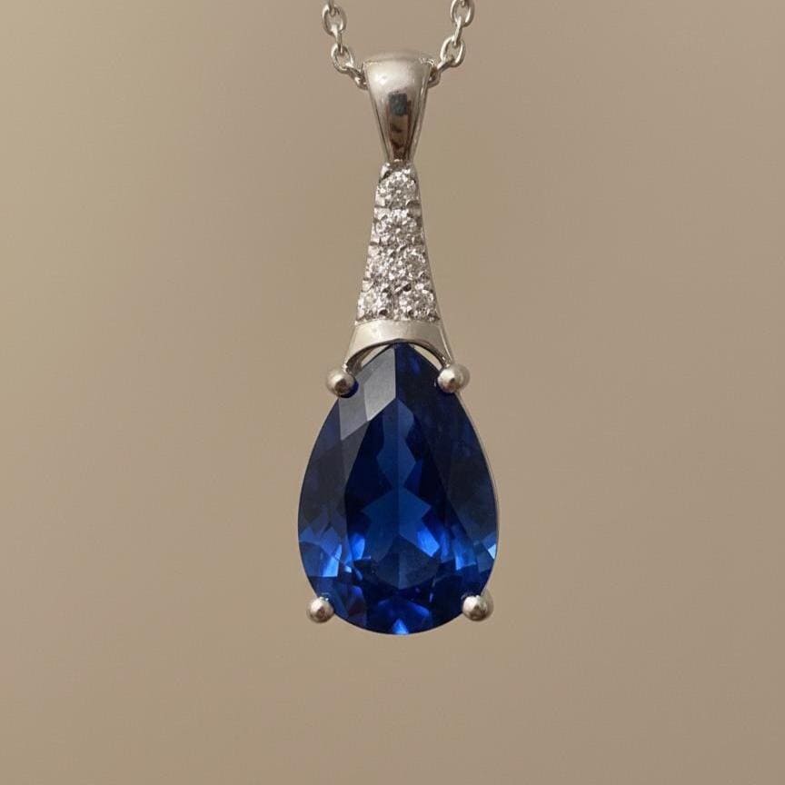 Sapphire Necklace in Sterling Silver- September Birthstone Jewelry