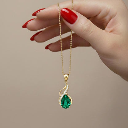 Emerald Teardrop Necklace – Gold Vermeil May Birthstone