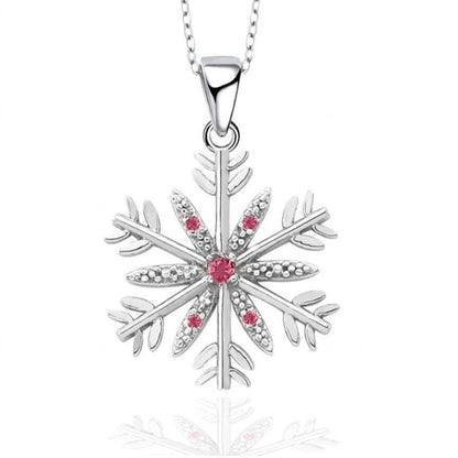 Sterling Silver Snowflake Necklace- Zircon Winter Pendant