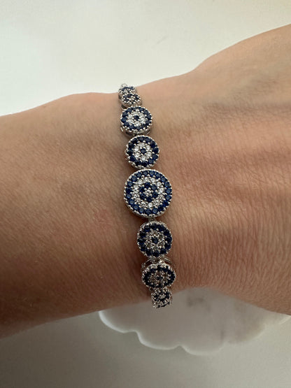 Handmade Evil Eye Bracelet: 925 Sterling Silver Zircon Beaded Charm