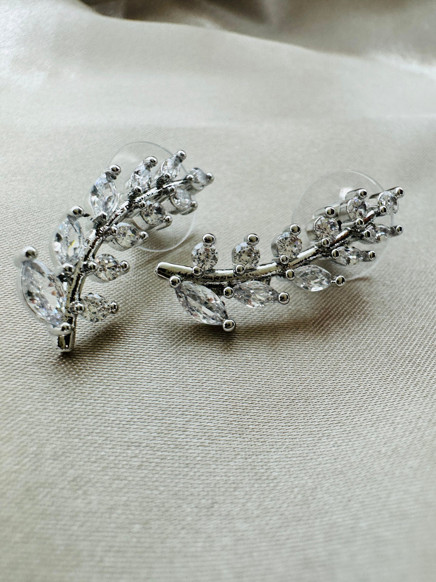 Silver Leaf Stud Earrings: Dainty Brass Jewelry