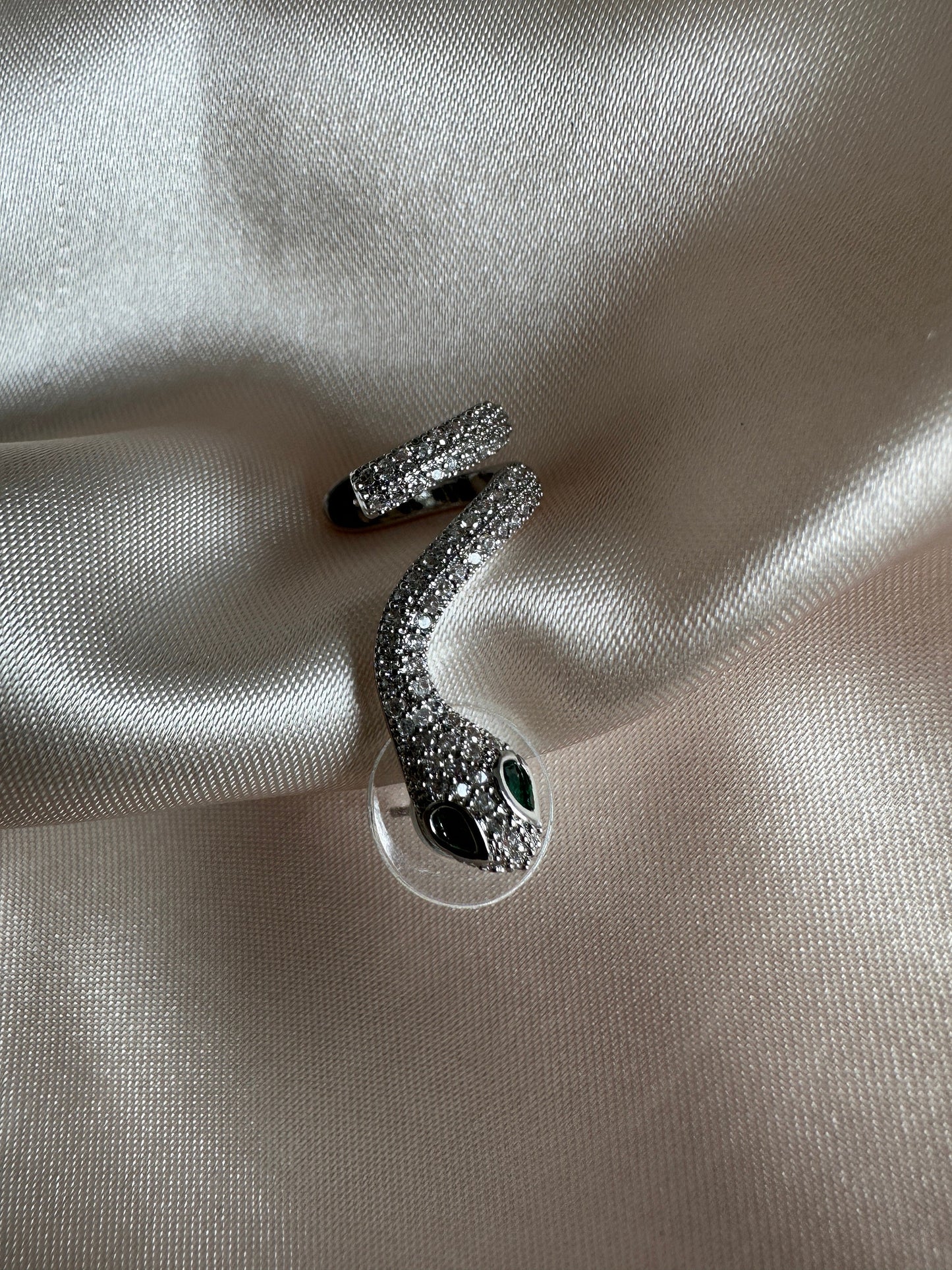 Silver Snake Stud Earring: Brass Serpent Single Earring