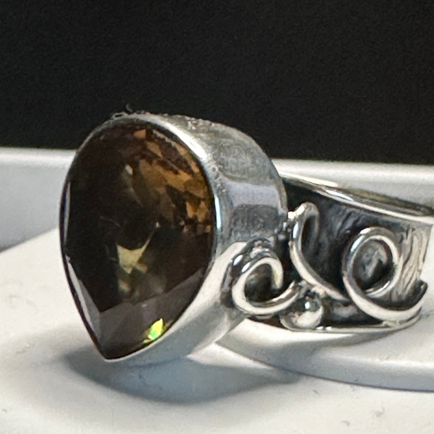 Zultanite Teardrop Ring: Color Changing Sterling Silver, Adjustable