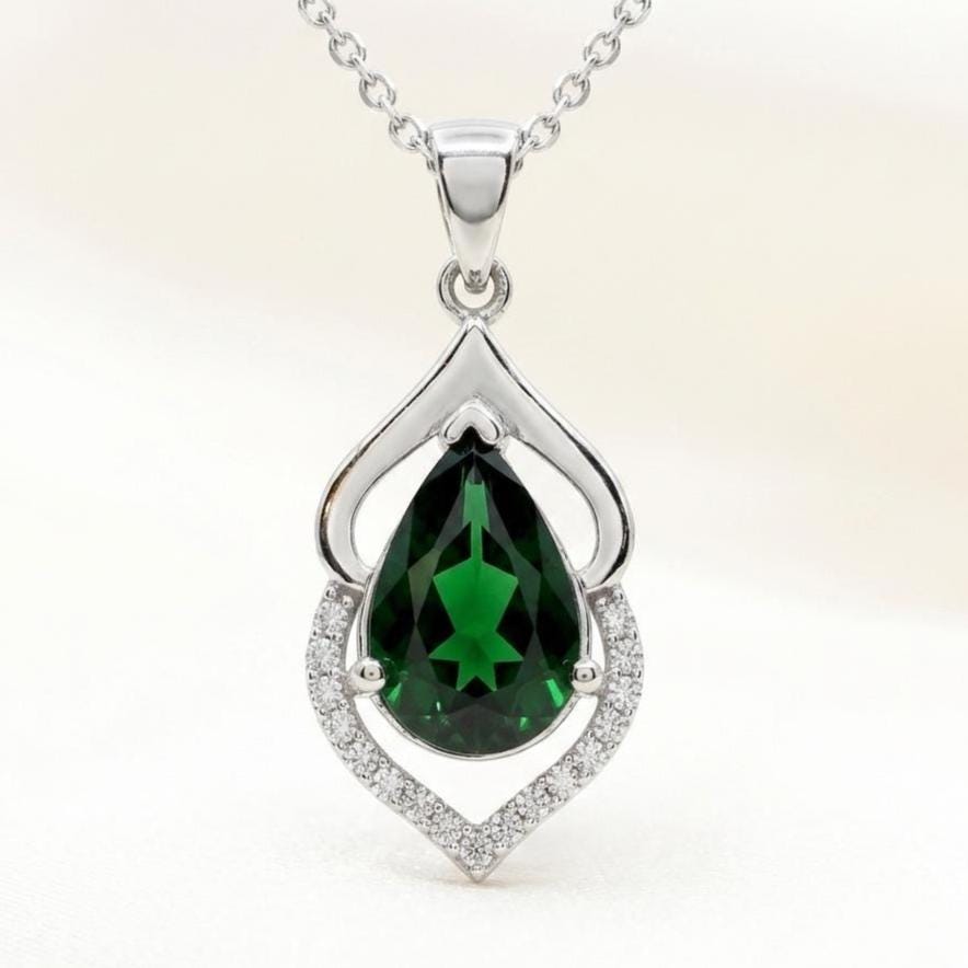 Personalized May Birthstone Emerald Necklace -