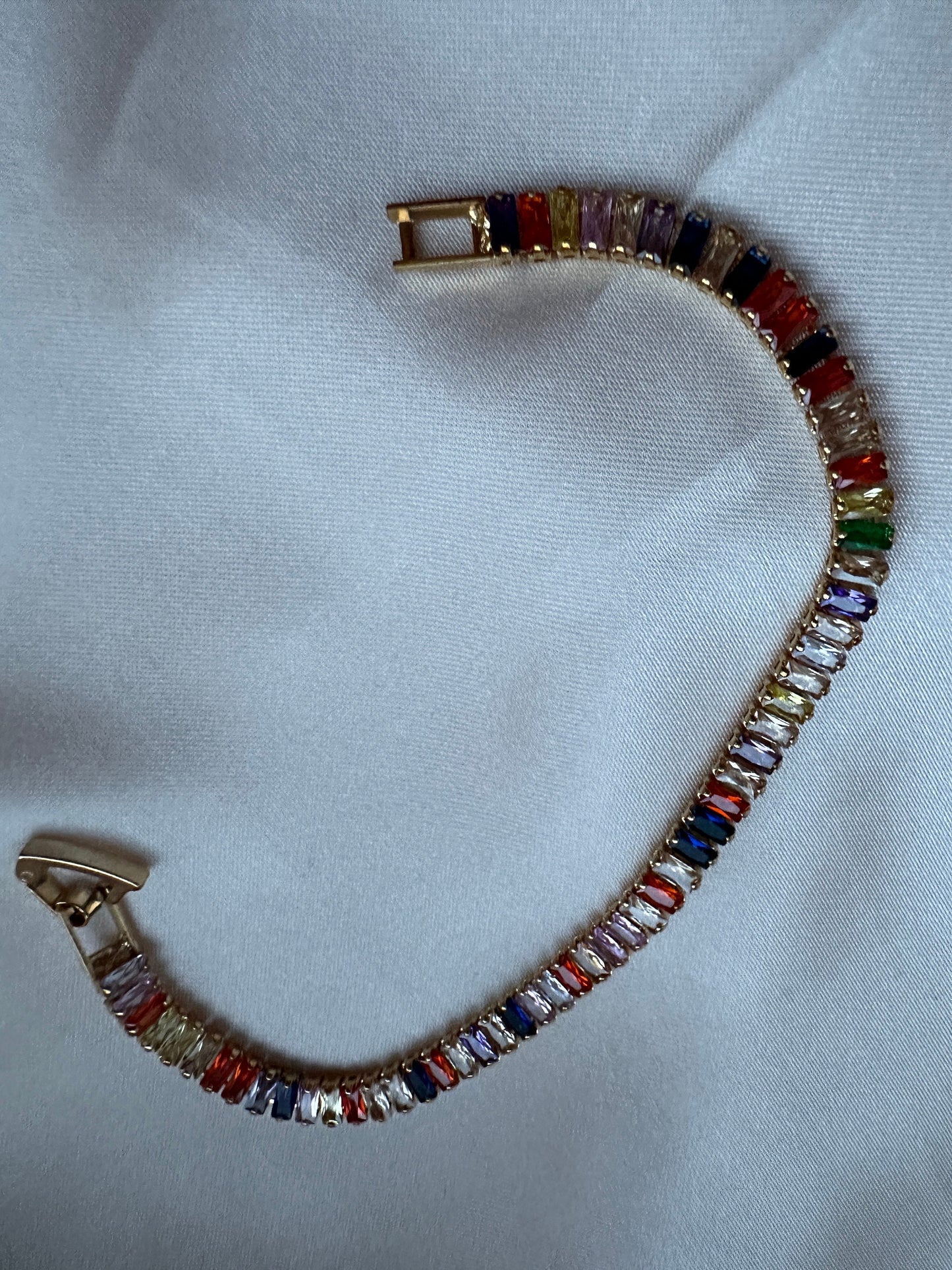 Gold Rainbow Zircon Tennis Bracelet - 18Ct PVD Plated