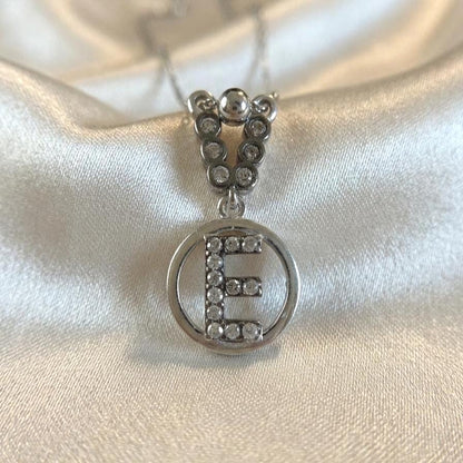 Sterling Silver E Initial Necklace - Custom Zircon Letter Pendant