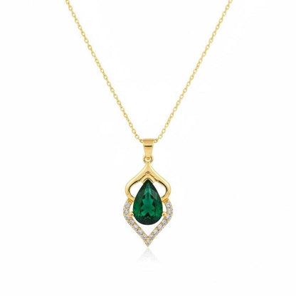 Gold Vermeil Emerald Pendant - Sterling Silver May Birthstone Necklace