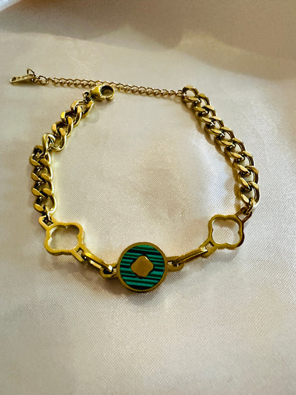 Green Clover Gold Bracelet