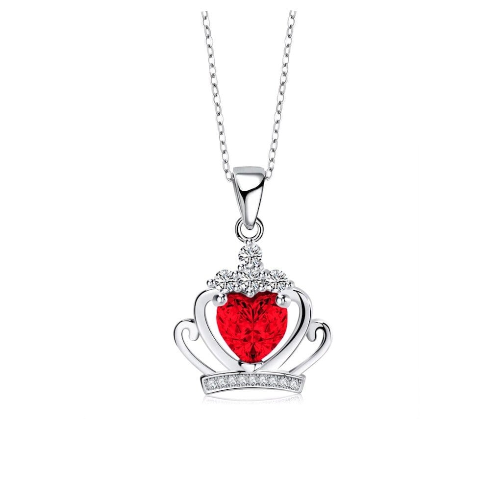 Red Crown Zircon Necklace - Elegant Garnet Birthstone Jewelry