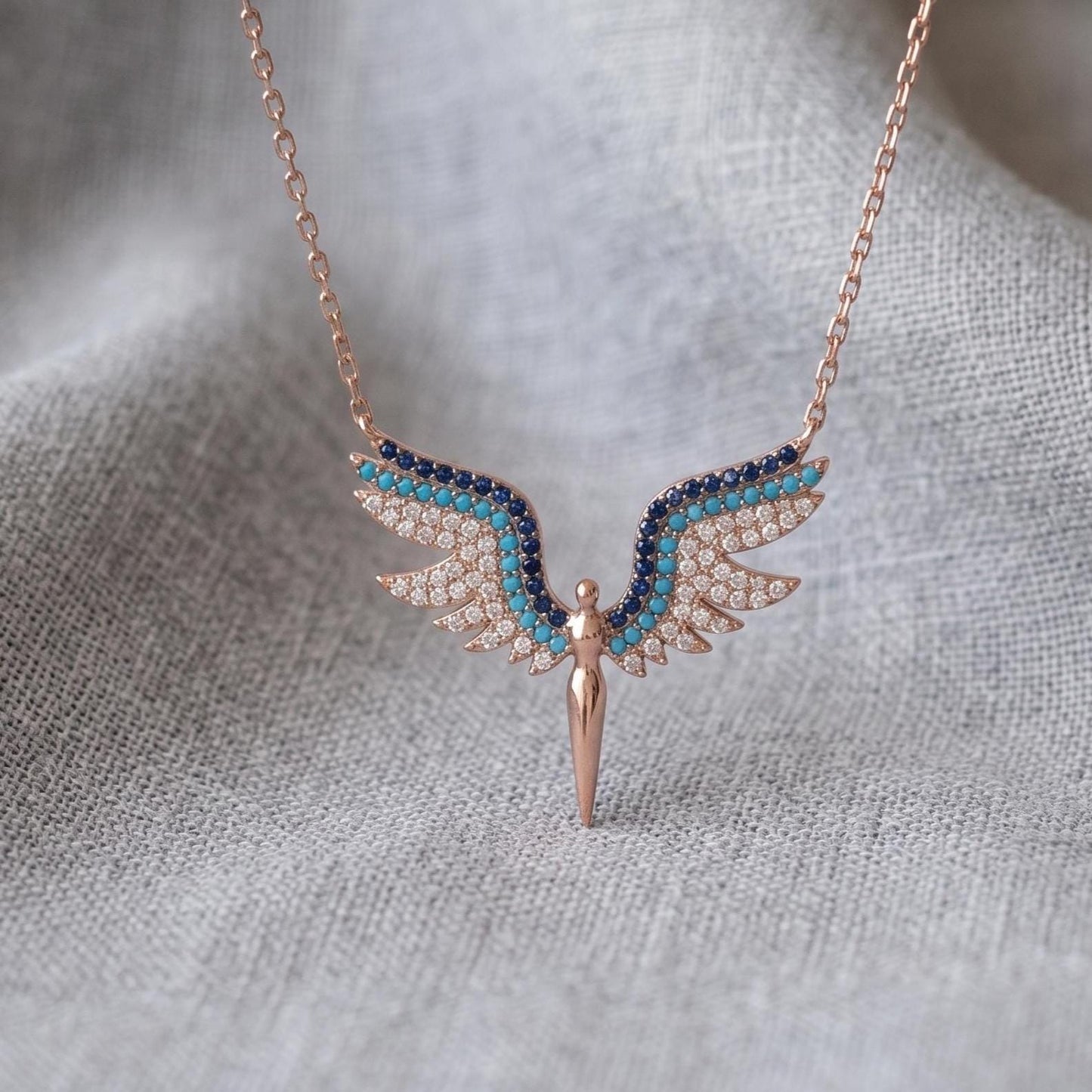Rose Gold Vermeil Archangel Wings Necklace - Gift For Her