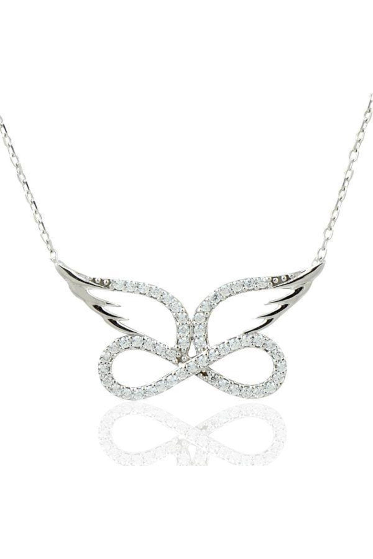 Angel Wing Infinity Necklace - Stunning Sterling Silver Eternity Pendant -