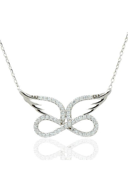 Angel Wing Infinity Necklace - Stunning Sterling Silver Eternity Pendant -