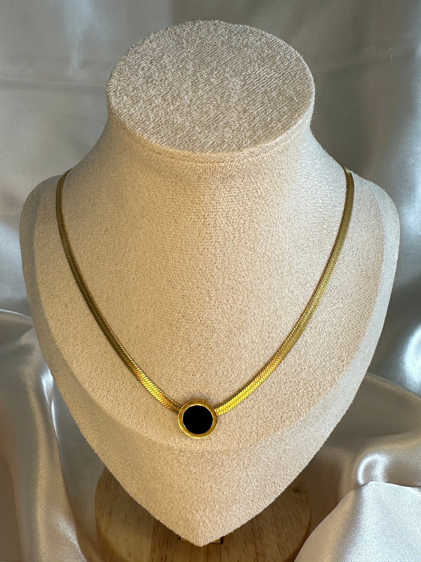 Gold Herringbone Necklace-Dainty Gold Charm Unique